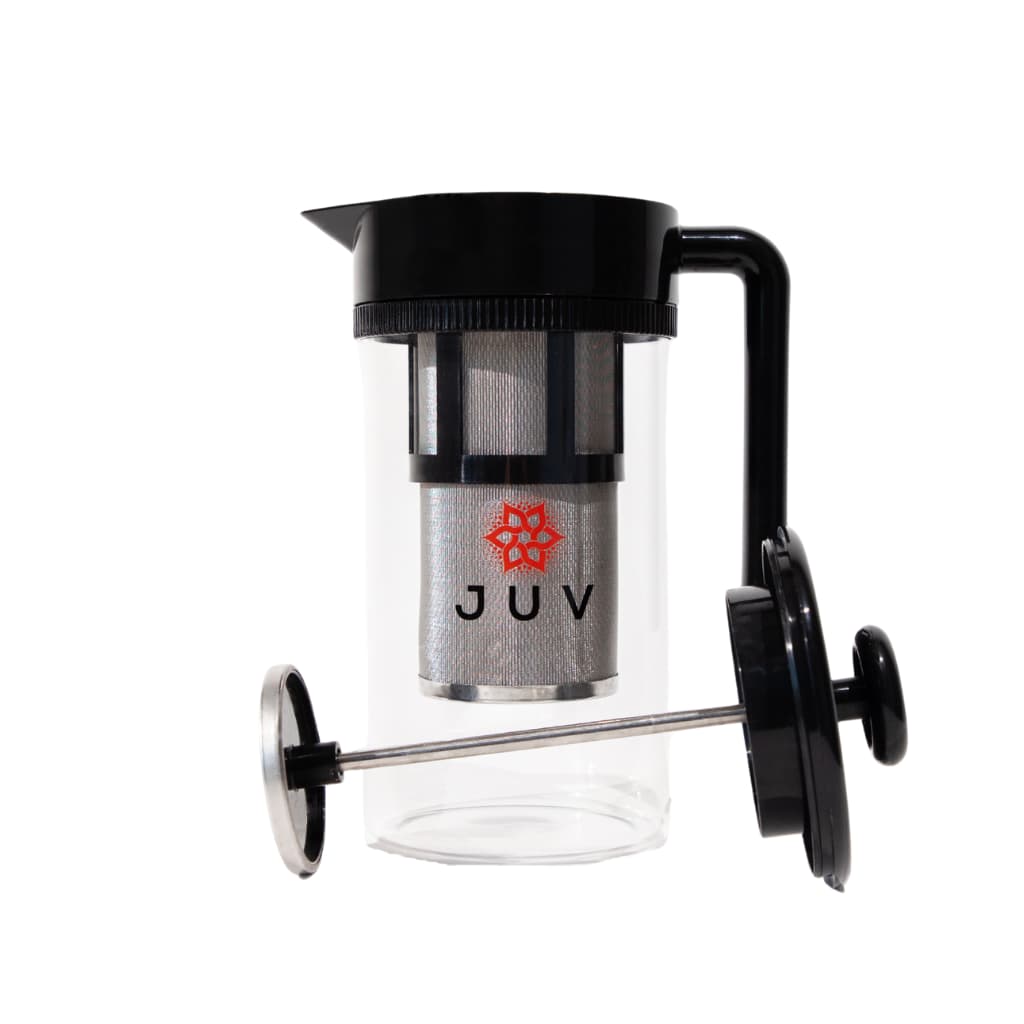 JUV Press with handle and press laying in front on white background